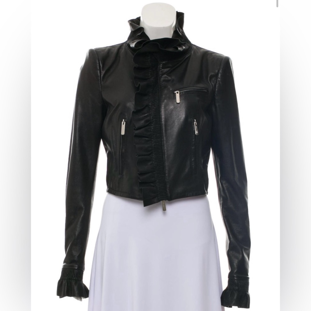 Dsquared2 womens leather jacket. Black. Size M